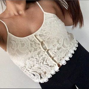 • Cream Lace Crop Top •